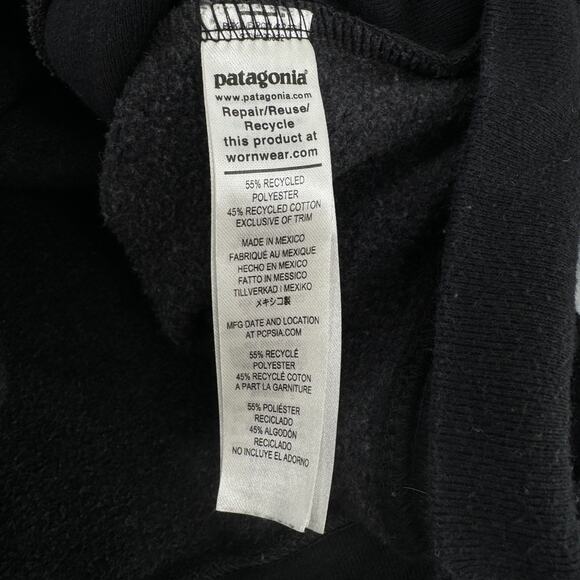 Patagonia Uprisal Hoody Logo Script Outdoors Hoodie Black Size Large - Picture 7 of 9